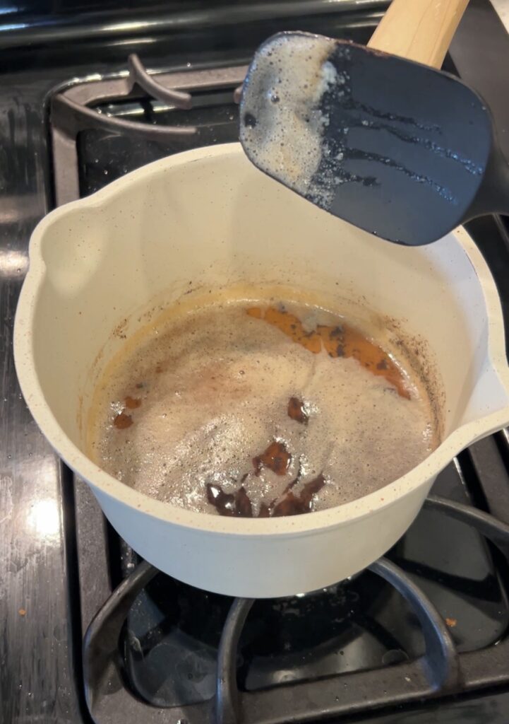 Golden brown butter with toasted milk solids for s’mores cookie dough