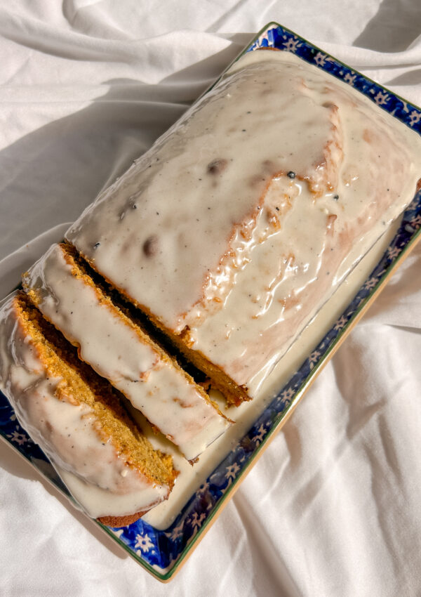 Brown Butter Pumpkin Bread with Maple Bourbon Glaze