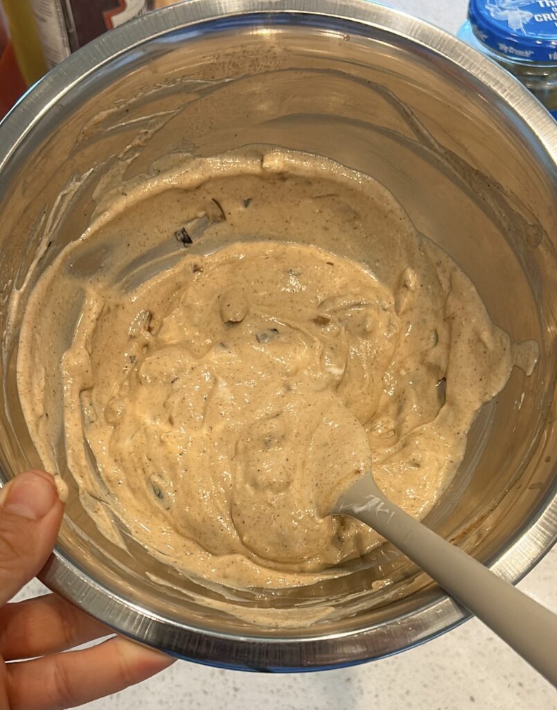 Homemade burger sauce for cheeseburger bombs mixed in a small bowl