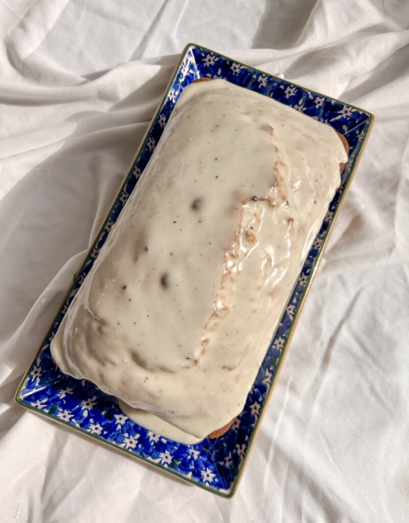 Top bread with maple bourbon glaze
